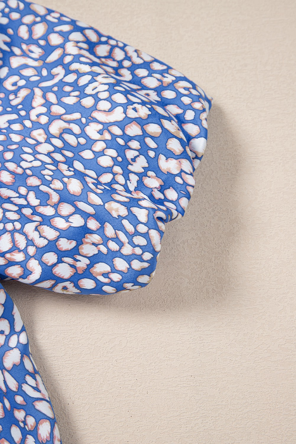 Puff Sleeve Blue Leopard Top