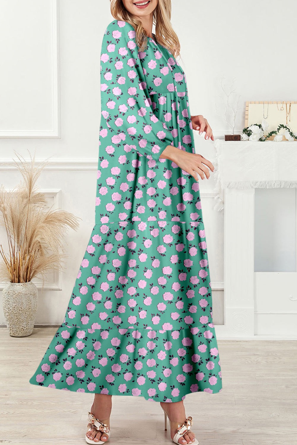 Boho Printed Half Sleeve Maxi Dress