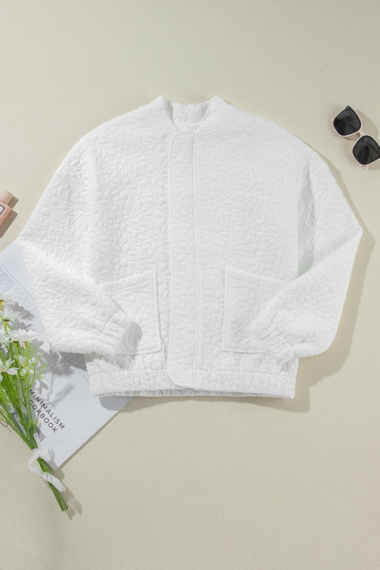 White Quilted Floral Jacket
