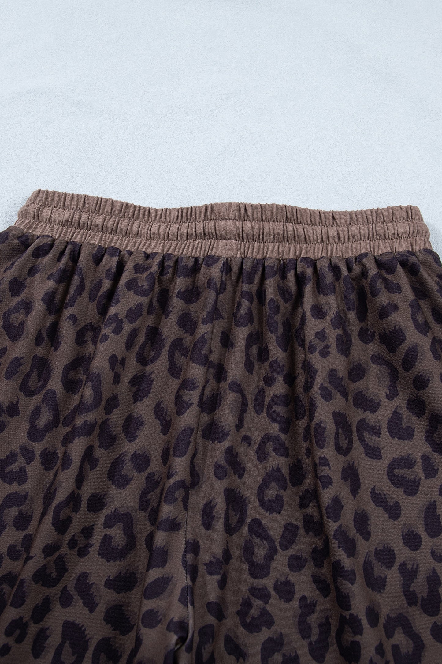 Brown V Neck Collar Leopard Printed Set
