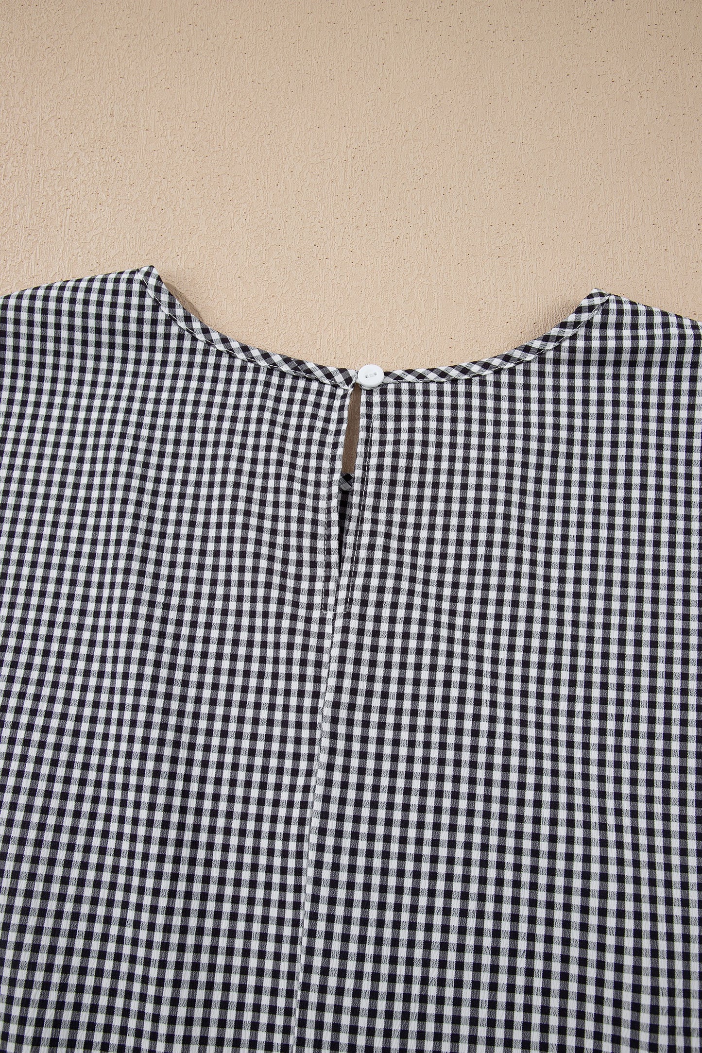 Plaid Bow, Bell Sleeve Round Neck Top