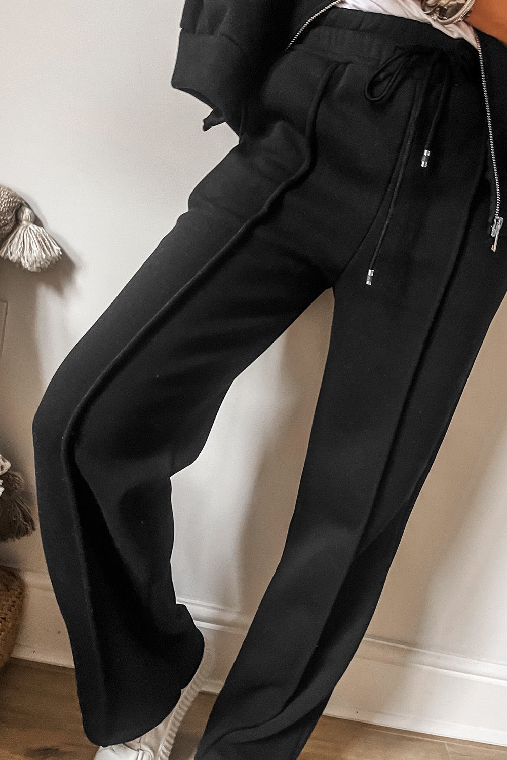 Zippered Jacket and Drawstring Waist Set