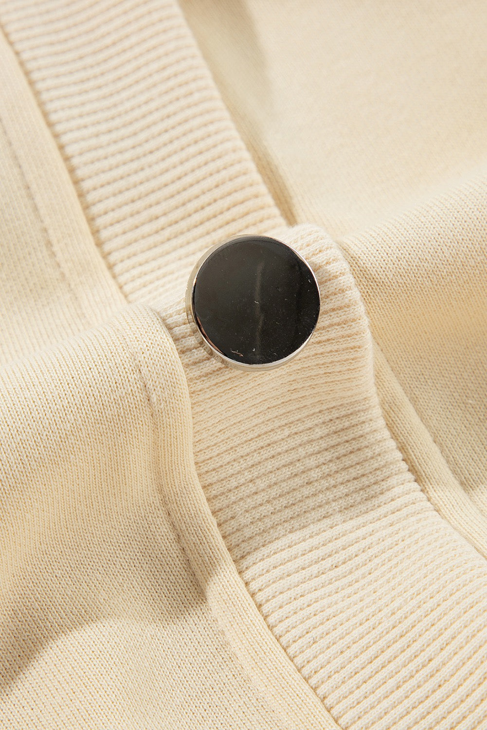 Beige Button Sleeve Sweatshirt