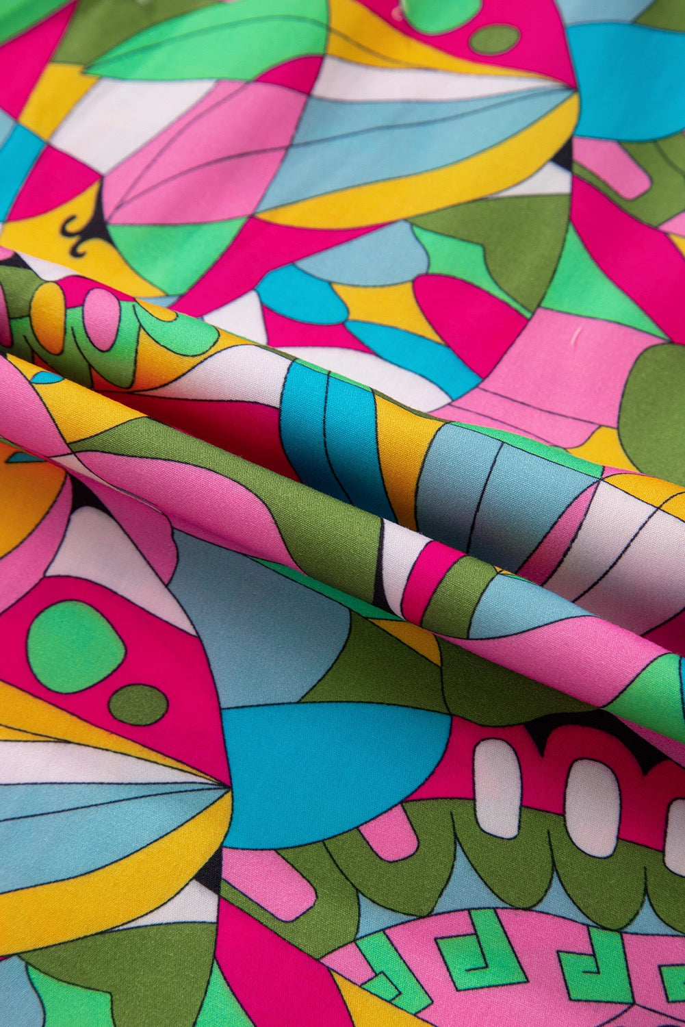 Abstract Lantern Sleeve Dress