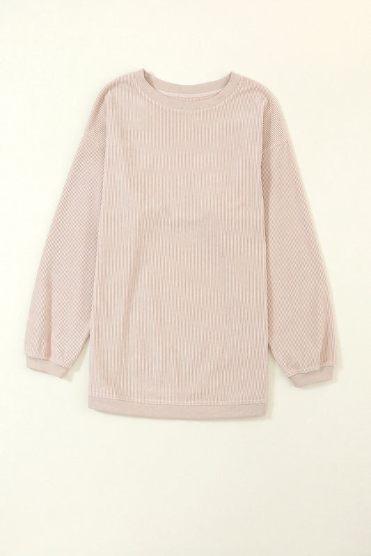 Beige Corduroy Oversized Sweatshirt