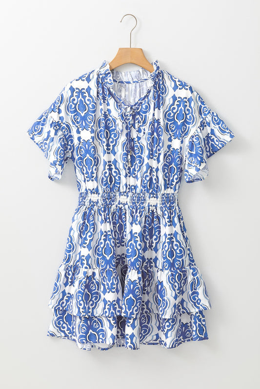Vintage Blue Short Sleeve Dress
