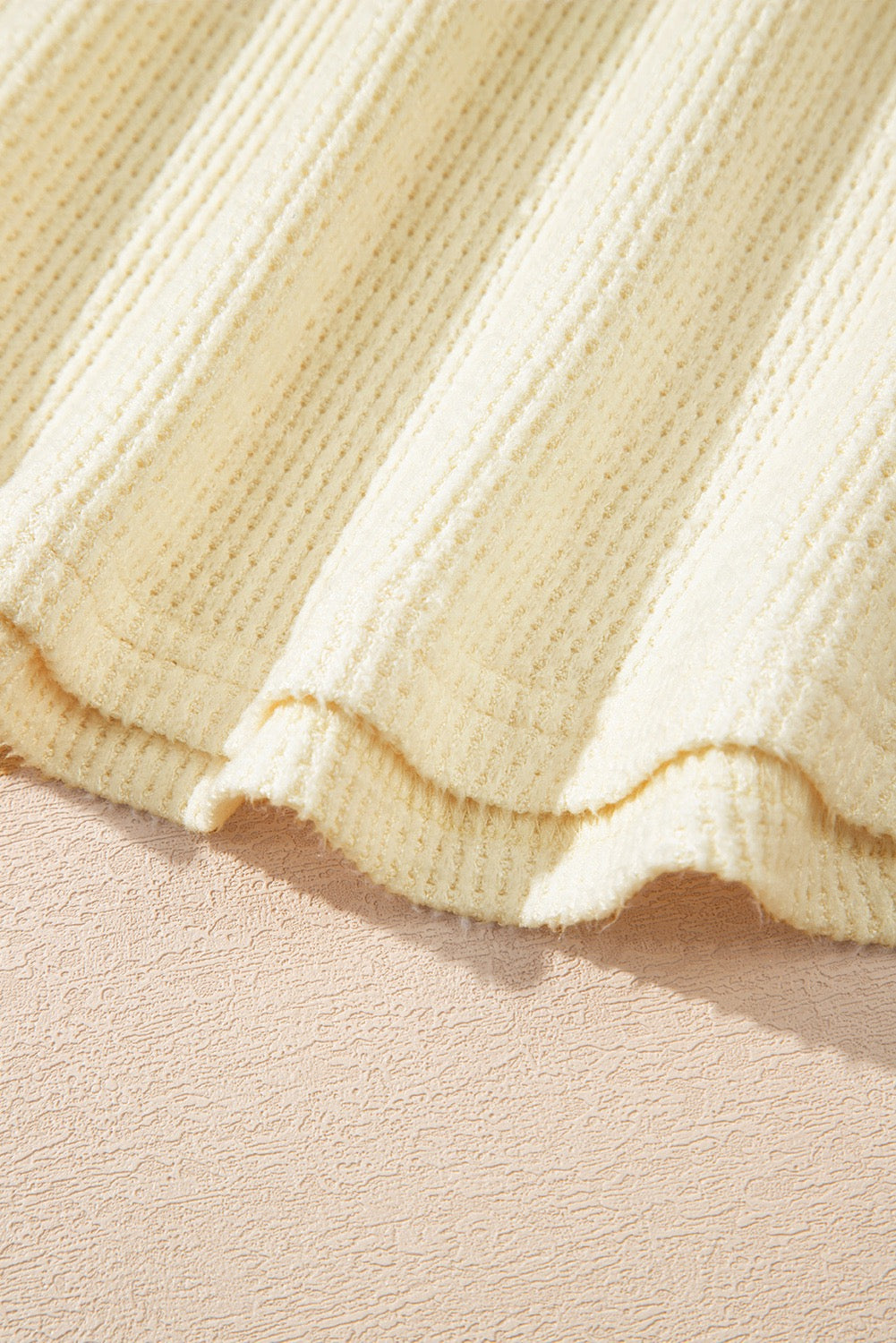 Henley Top Oatmeal Textured Knit Half Buttons