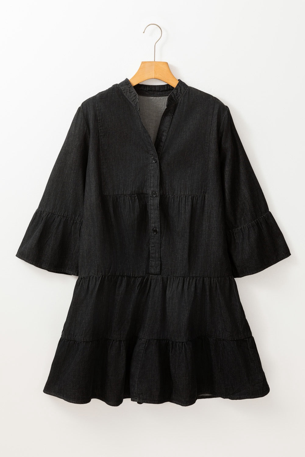 Black Button Front Swing Dress