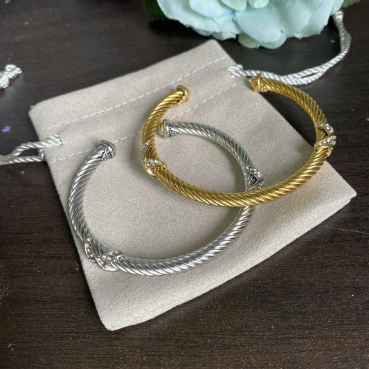Bangle Wire Bracelet - Silver and Gold