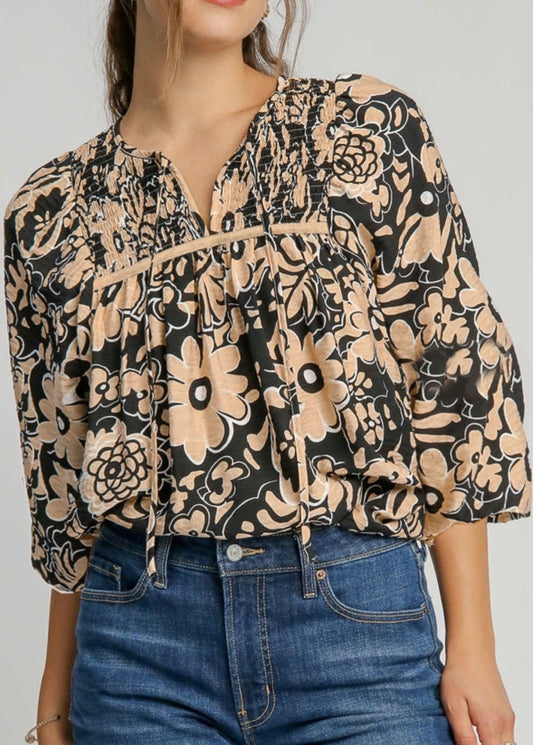 Black Floral Blouse