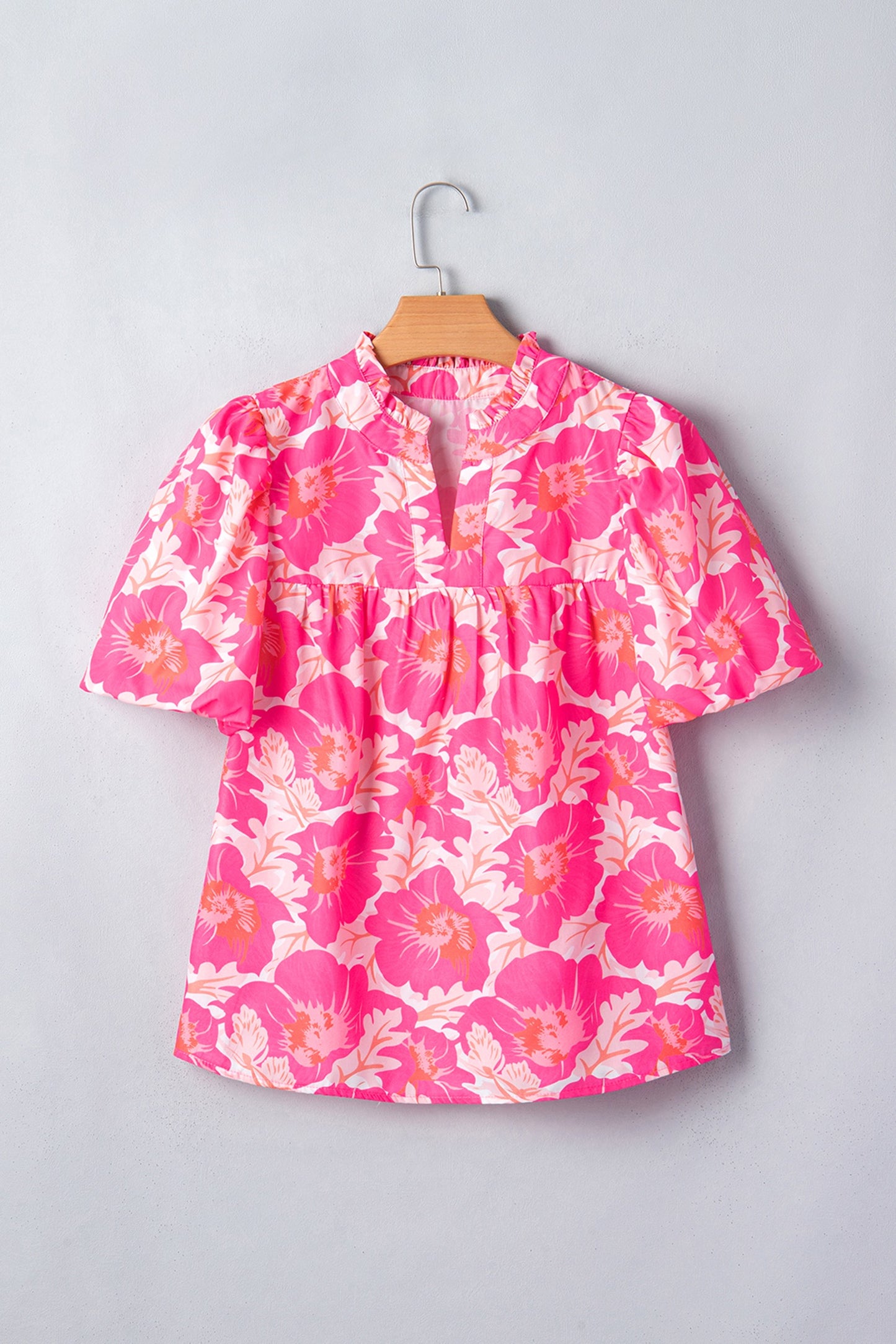 Floral Pink Short Sleeve Summer Blouse
