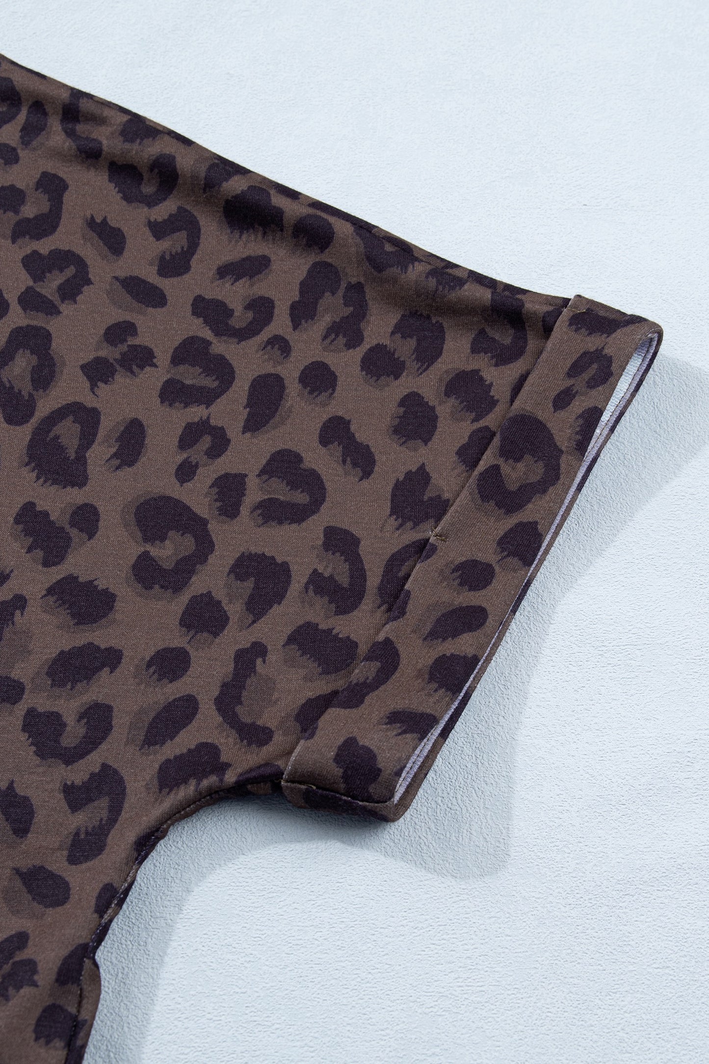 Brown V Neck Collar Leopard Printed Set