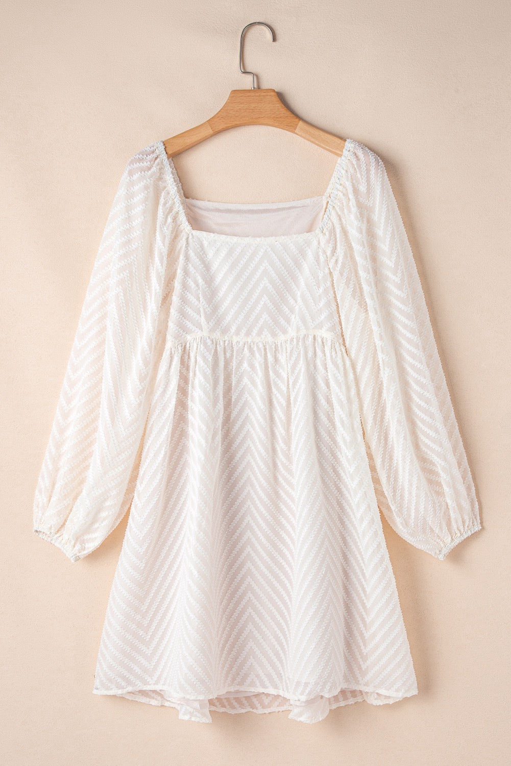 Apricot Long Sleeve Empire Waist Dress