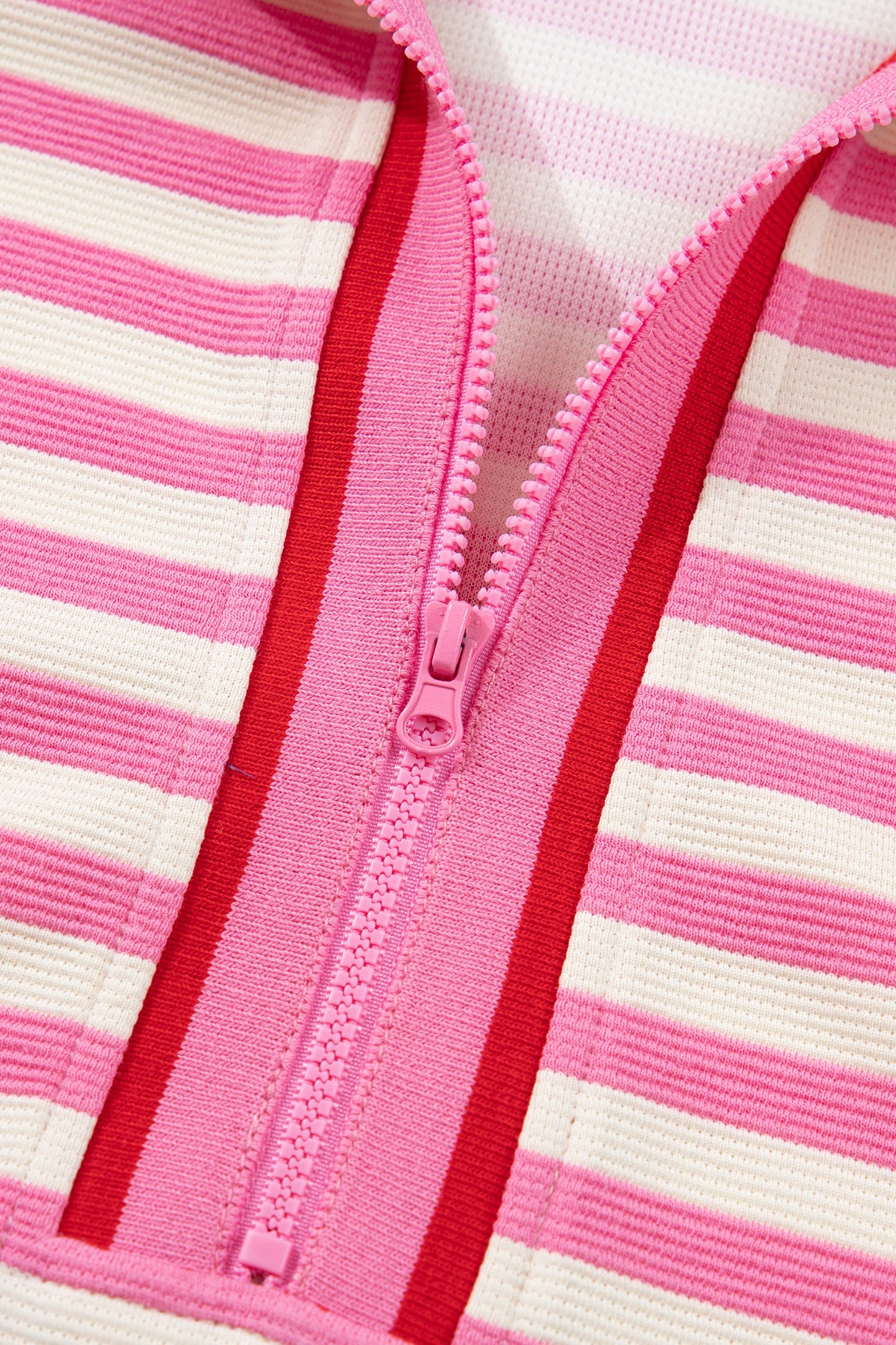 Pink Stripe Contrast Trim Short Sleeve Top Loose Skort 2pcs Casual Outfit