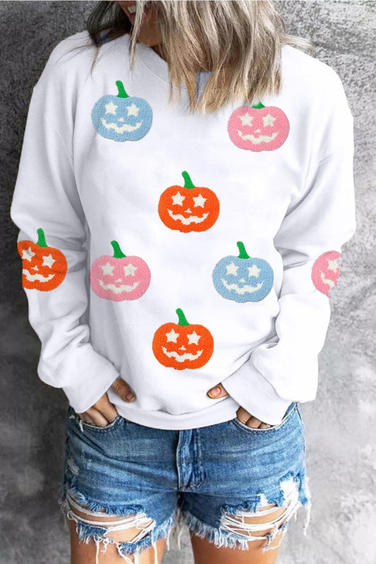 White Cute Halloween Jack-o-lantern Sweatshirt