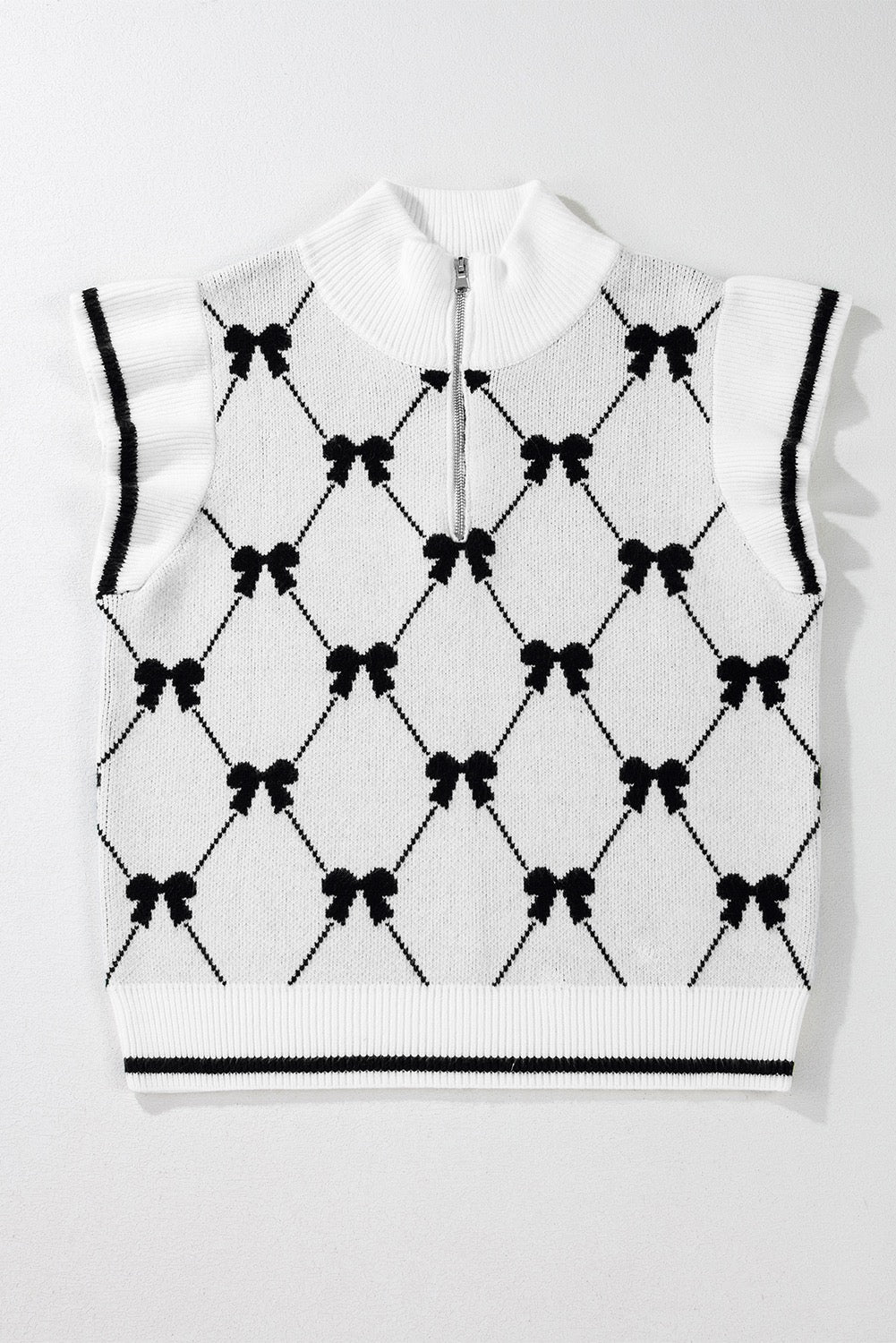 White Sweater with Black Bows