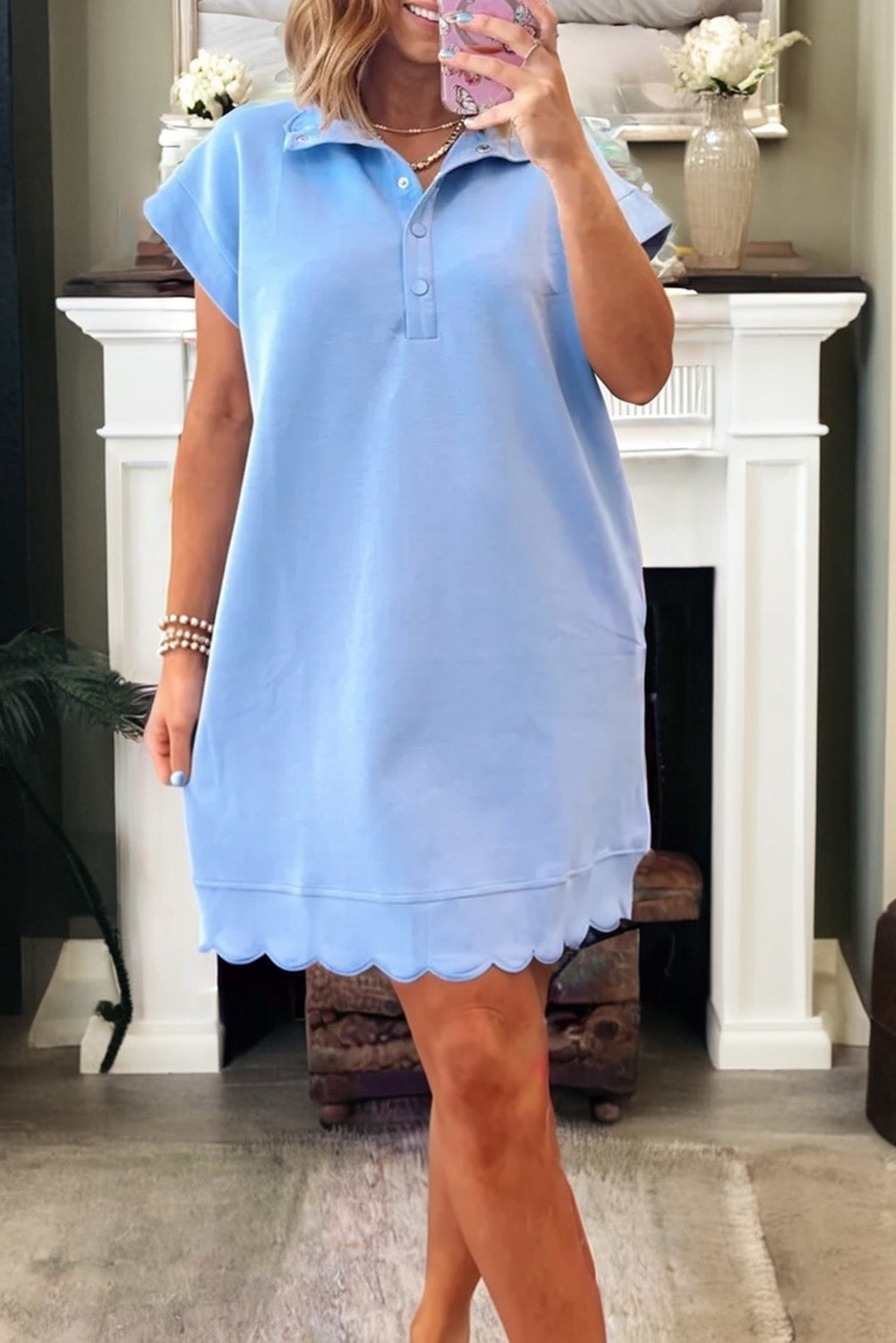 Blue Scalloped Dress