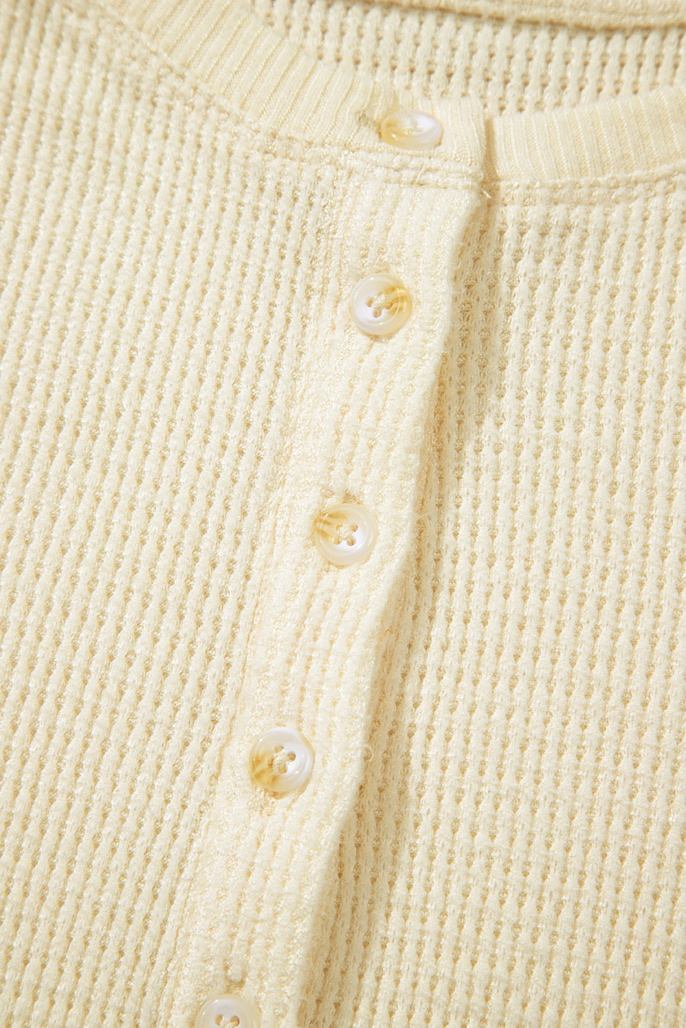 Henley Top Oatmeal Textured Knit Half Buttons