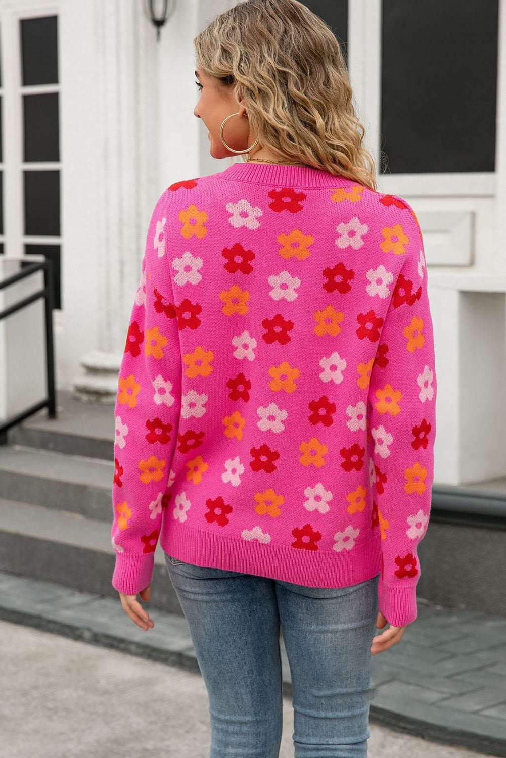 Super Cute Pink Flower  Sweater