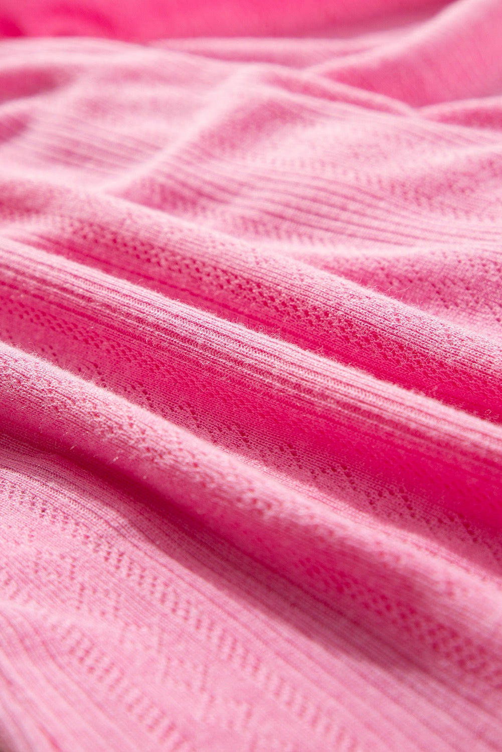 Hot Pink Texture Cropped Cami Shorts and Cardigan 3pcs Lounge Set