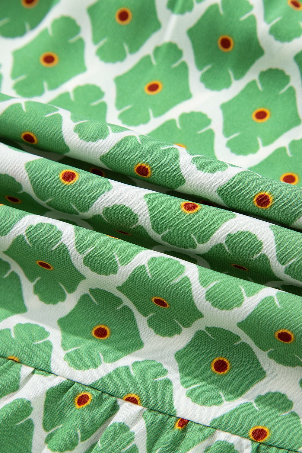 Green Boho Printed Half Sleeve Maxi Dress