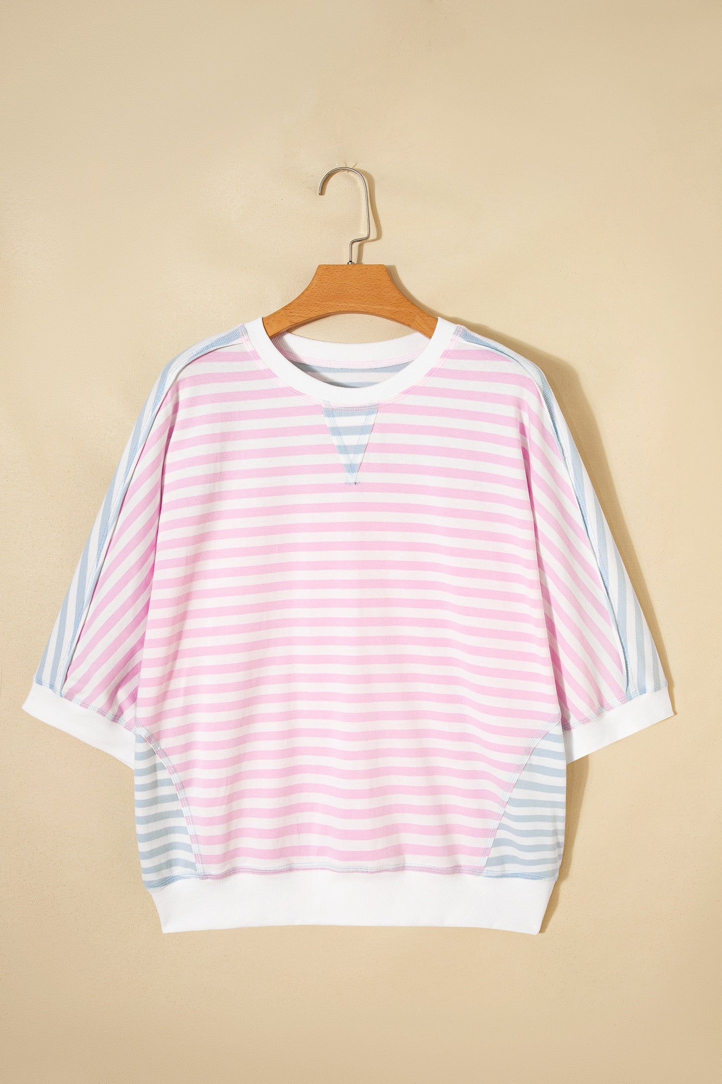 Casual Stripe Oversize Dolman Sleeve Patchwork