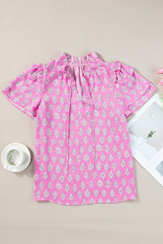 Pink Vintage Floral Blouse