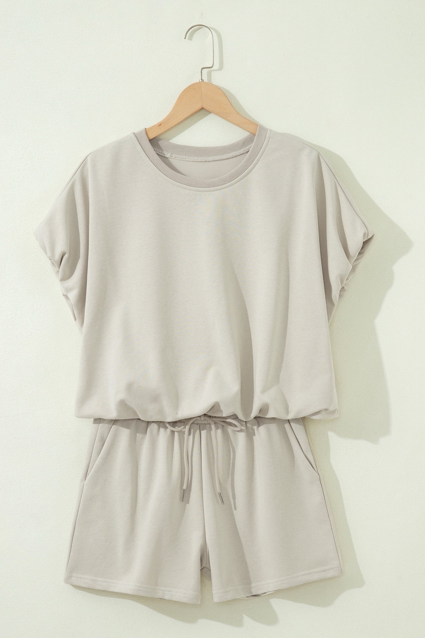 Puffy Loose Top Drawstring Shorts 2pcs Outfit