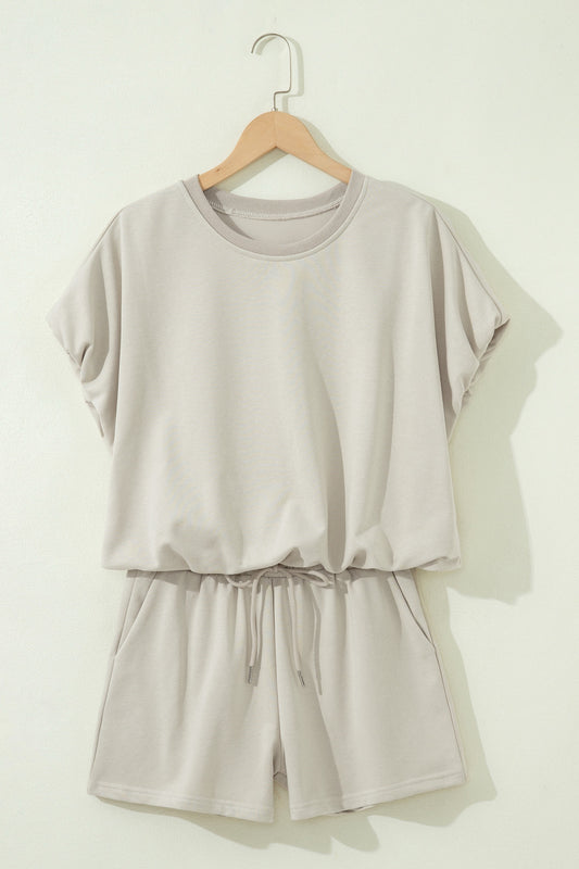 Puffy Loose Top Drawstring Shorts 2pcs Outfit