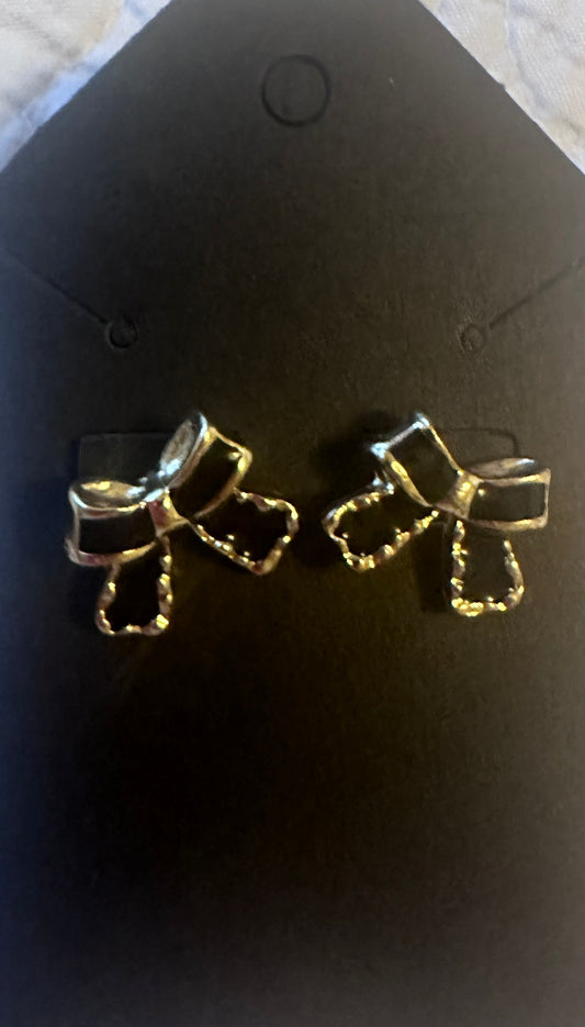 Black and Gold Bow Earrings