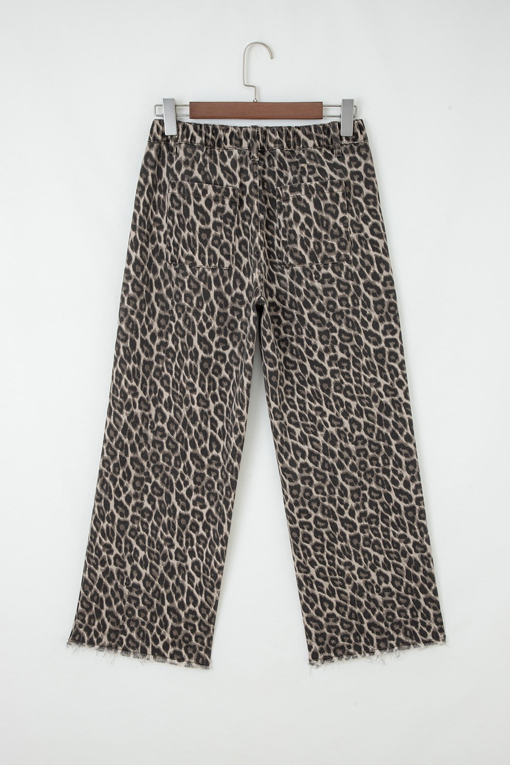Leopard Straight Leg, Fringed Jean