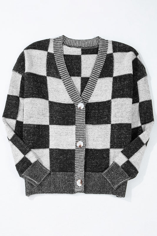 Black Checkered Cardigan