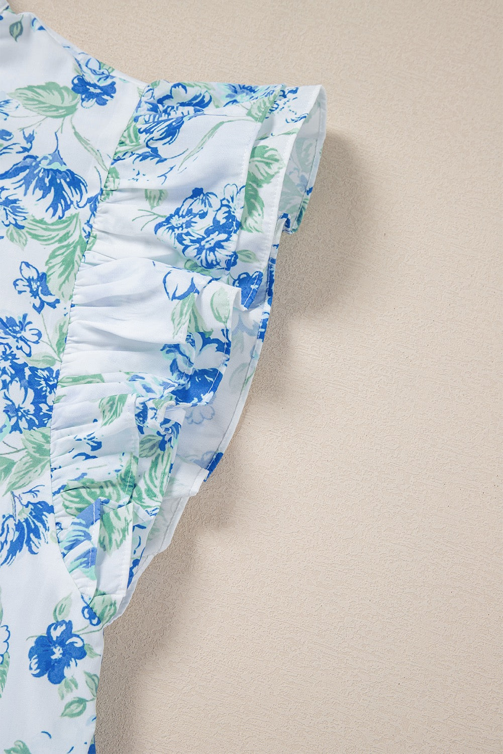 Floral Ruffle Sleeve Frilly Button Up Shirt
