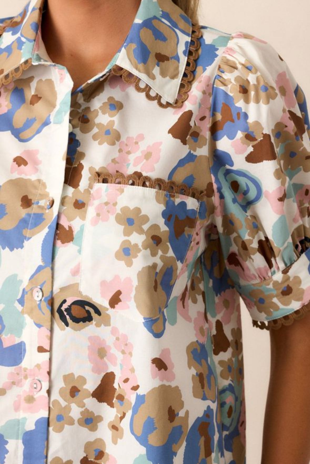 Flower Puff Sleeve Shirt