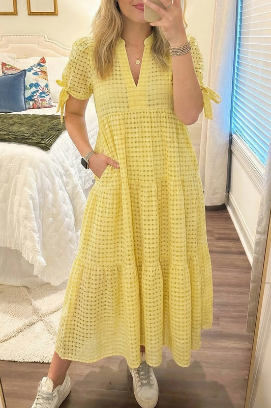 Yellow Gingham Maxi Dress