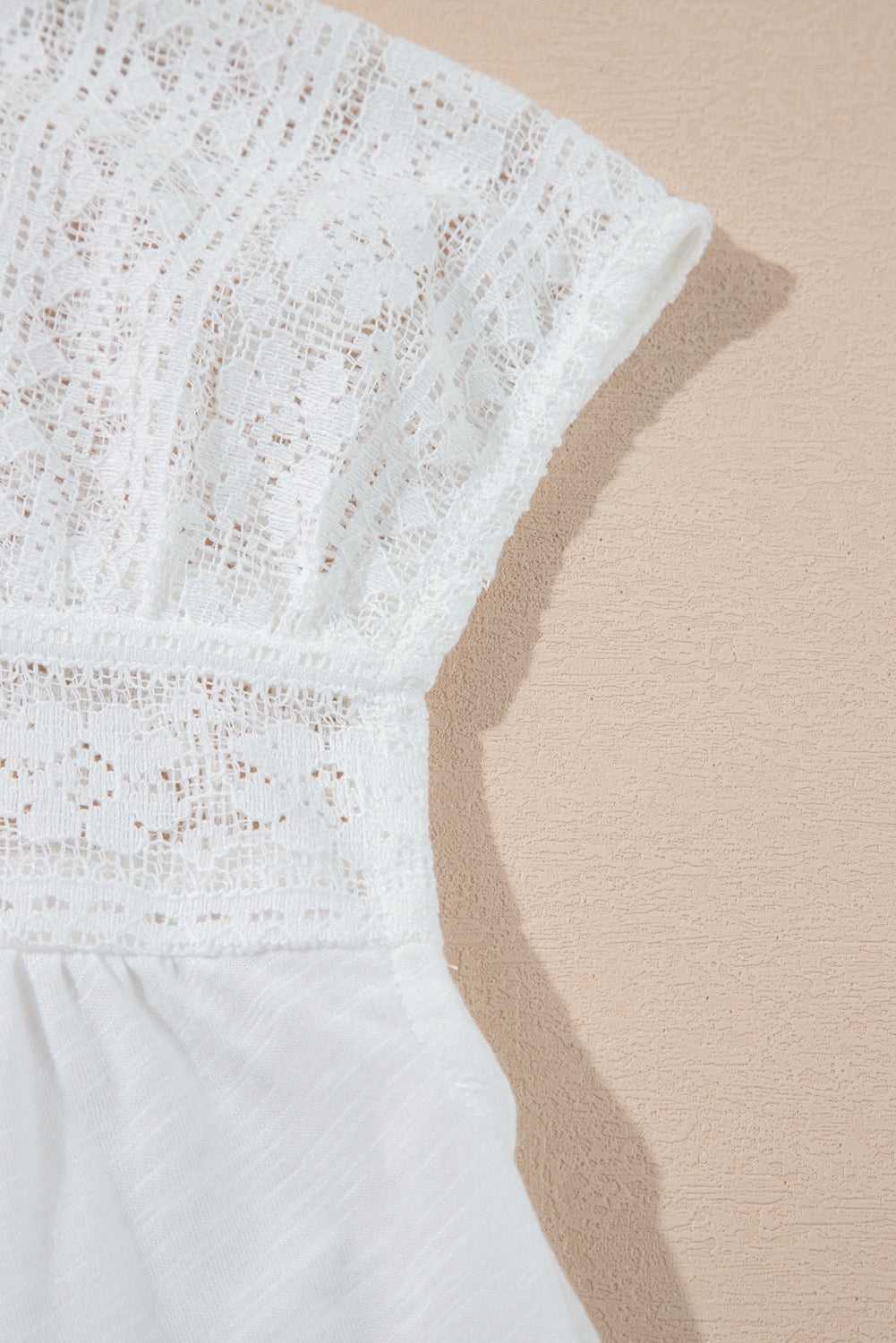 White Lace Square Neck Top