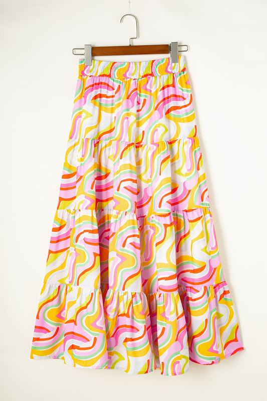 Abstract Print Maxi Skirt