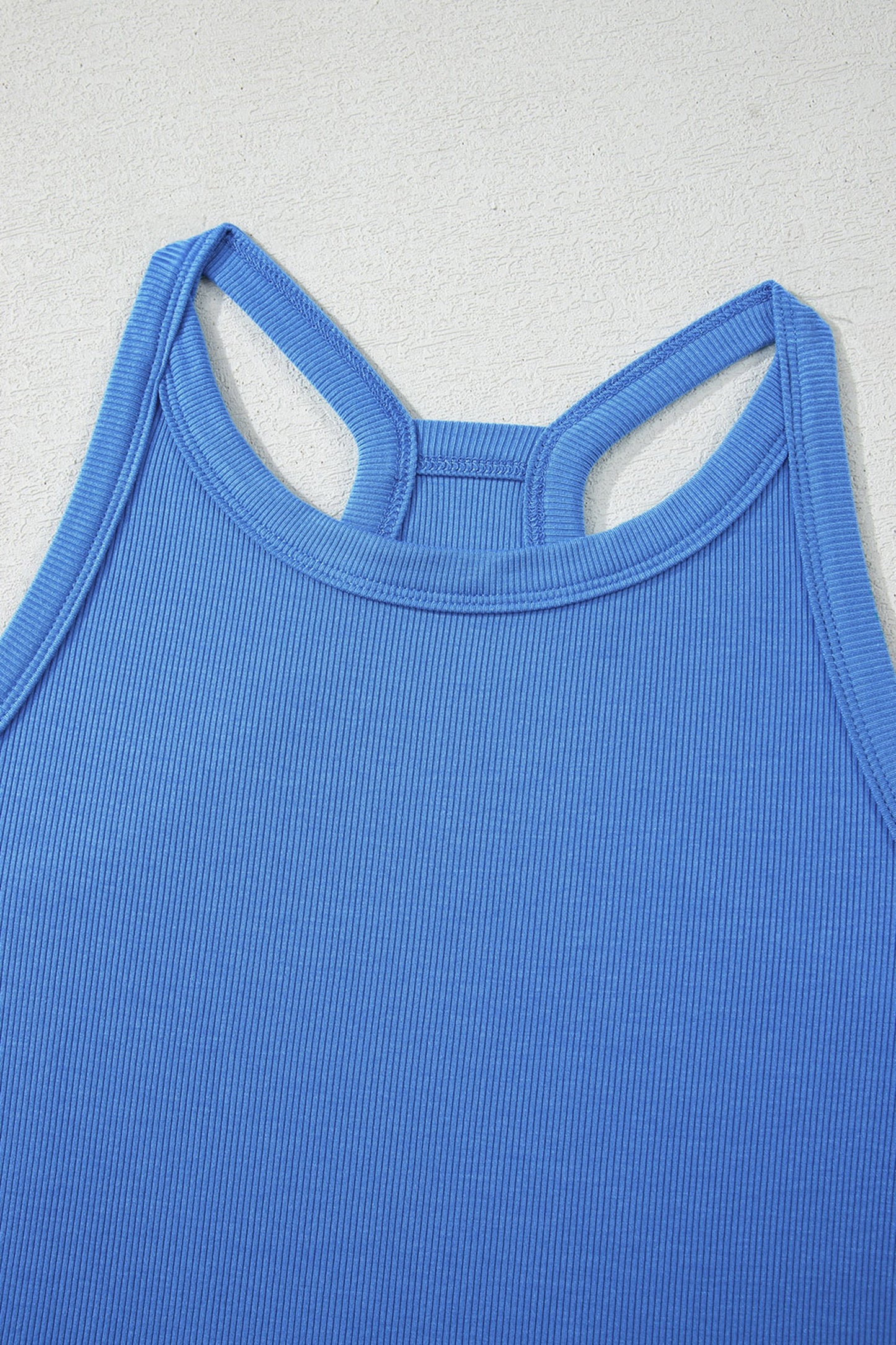 Blue Slim Ribbed Tank Top and Sweatpant Set