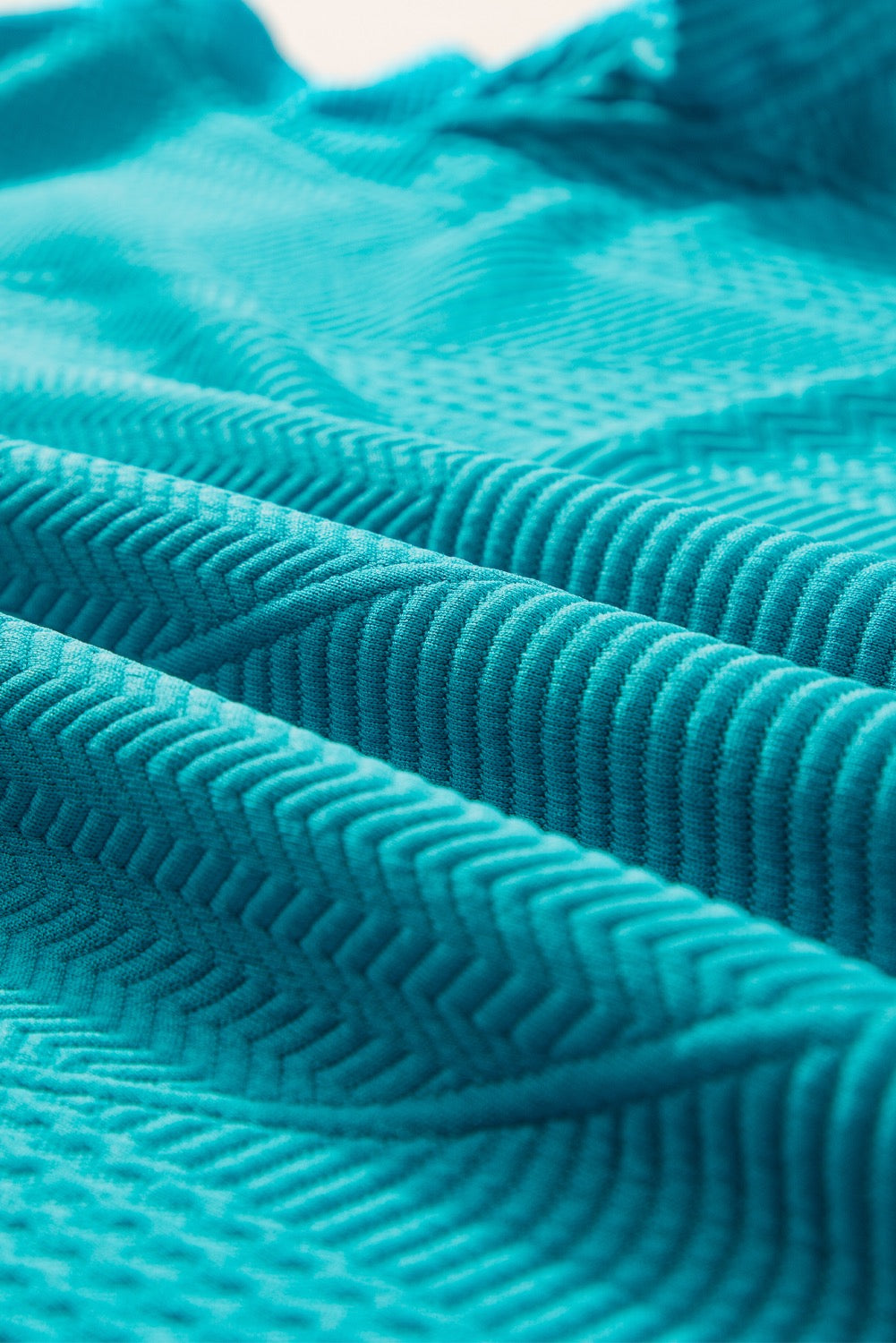Turquoise Ruffle Sleeve Textured Shorts Set