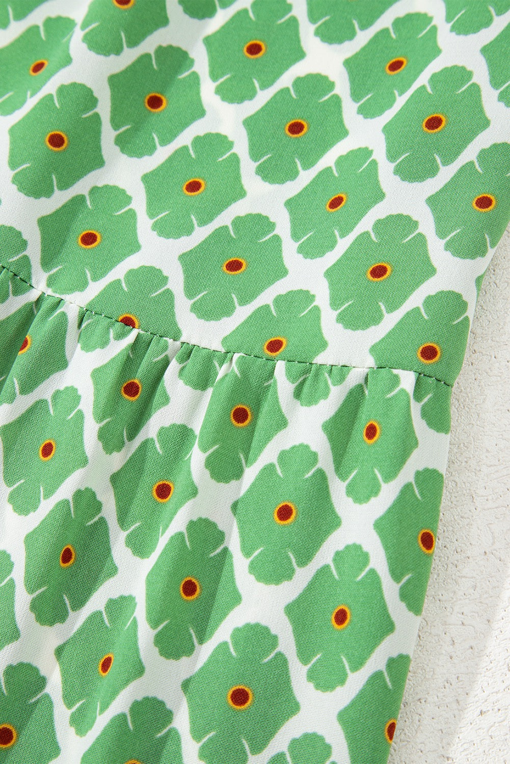 Green Boho Printed Half Sleeve Maxi Dress