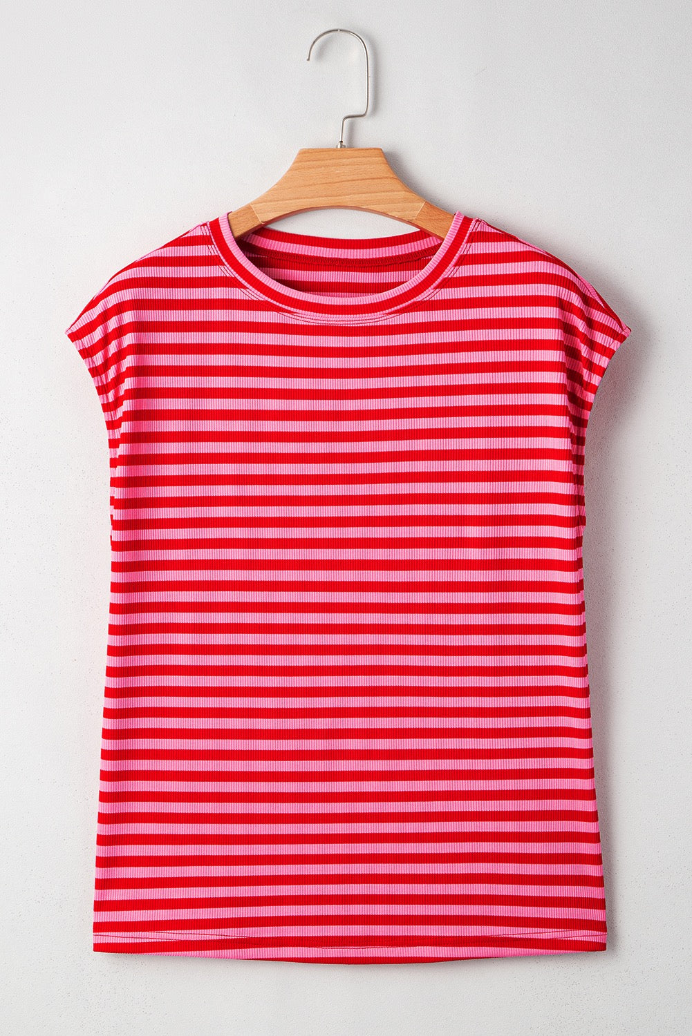 Red Stripe Cap Sleeve Tee