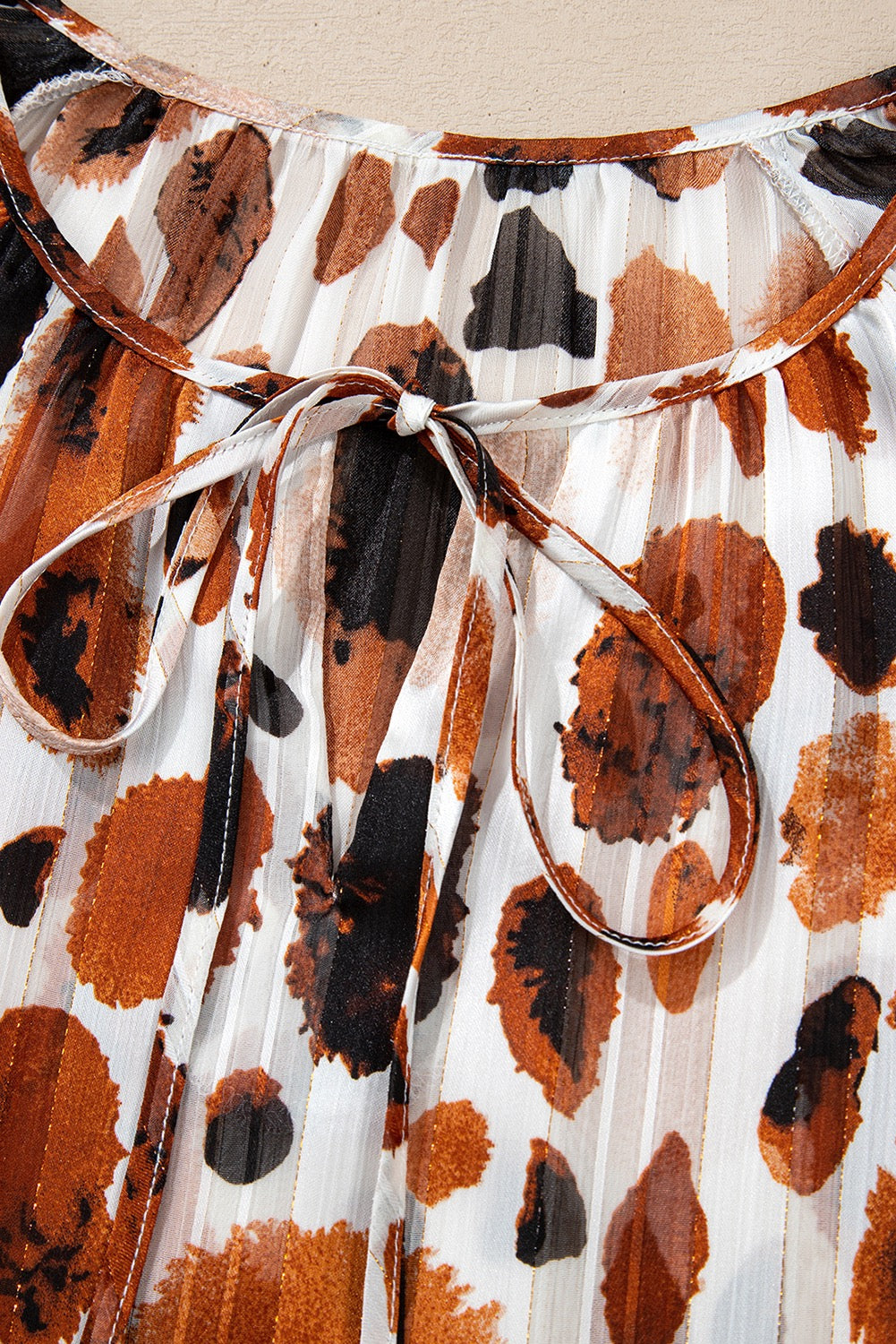 3/4 Sleeve Brown Metallic Blouse