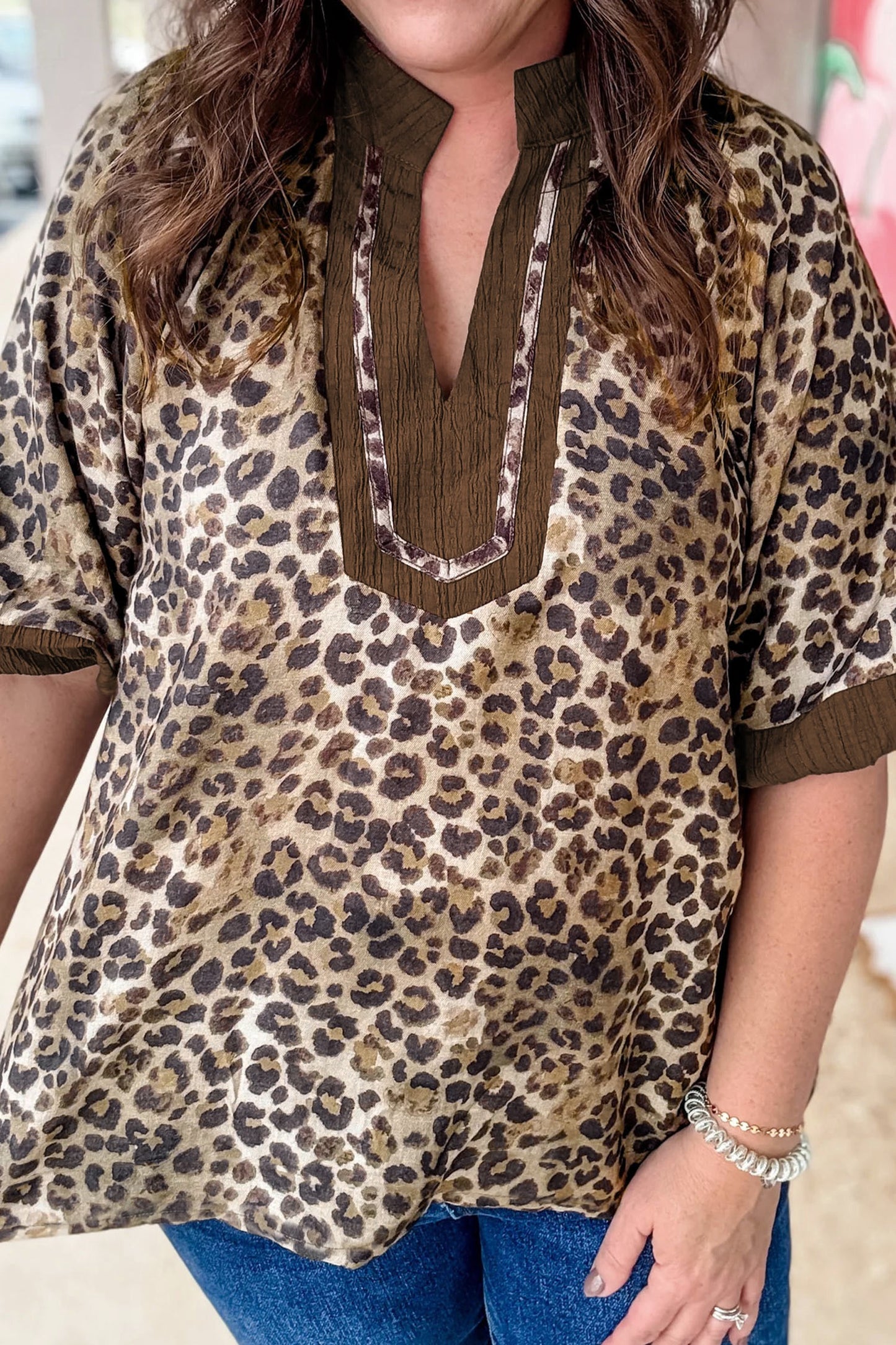 Brown Leopard Blouse