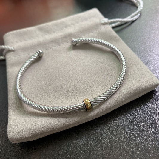 Bangle Wire Bracelet - Silver and Gold