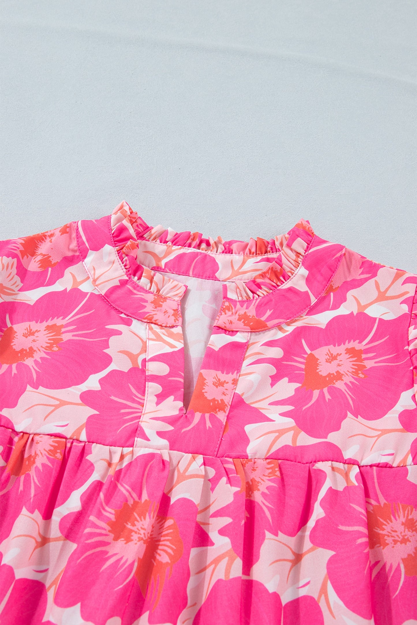Floral Pink Short Sleeve Summer Blouse