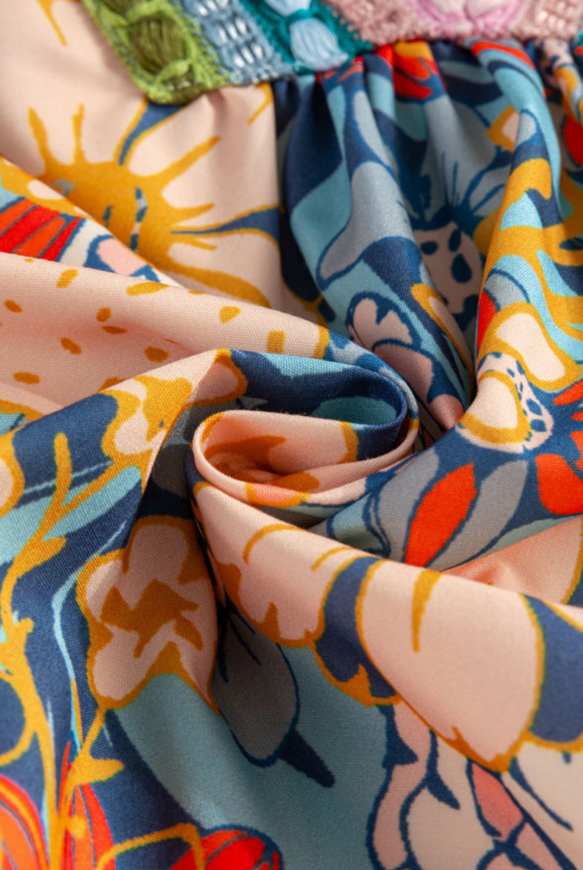 Multicolour Half Sleeve Boho Floral,  Pop of Color Neckline, Blouse