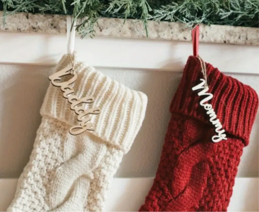 Acrylic Christmas Stocking Name Tag