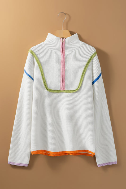 White Quarter Zip Sweater
