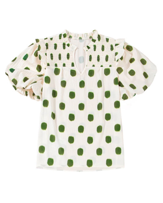 Green Polka Dot Top