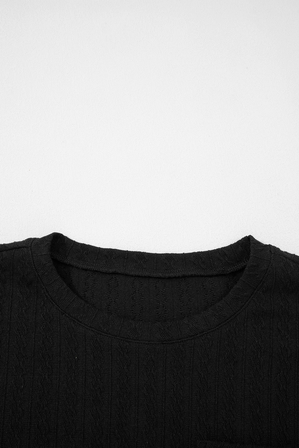 Pants Set Black Textured Chest Pocket Long Sleeve